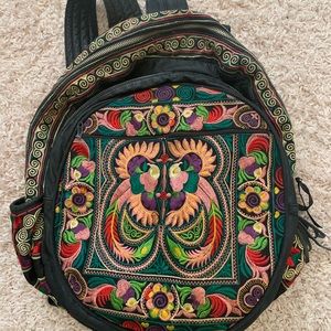 Free People Black Leather Backpack